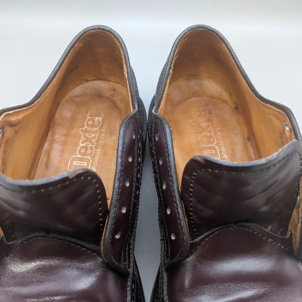 Vtg Dexter Dark Burgandy Wingtip Oxfords 100% Leather Made in the USA Size 8 1/2